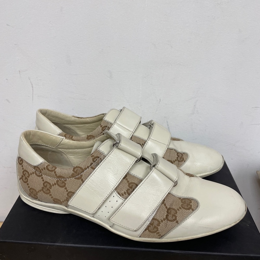 GG Canvas & Leather Velcro Sneakers - Picture 2 of 8